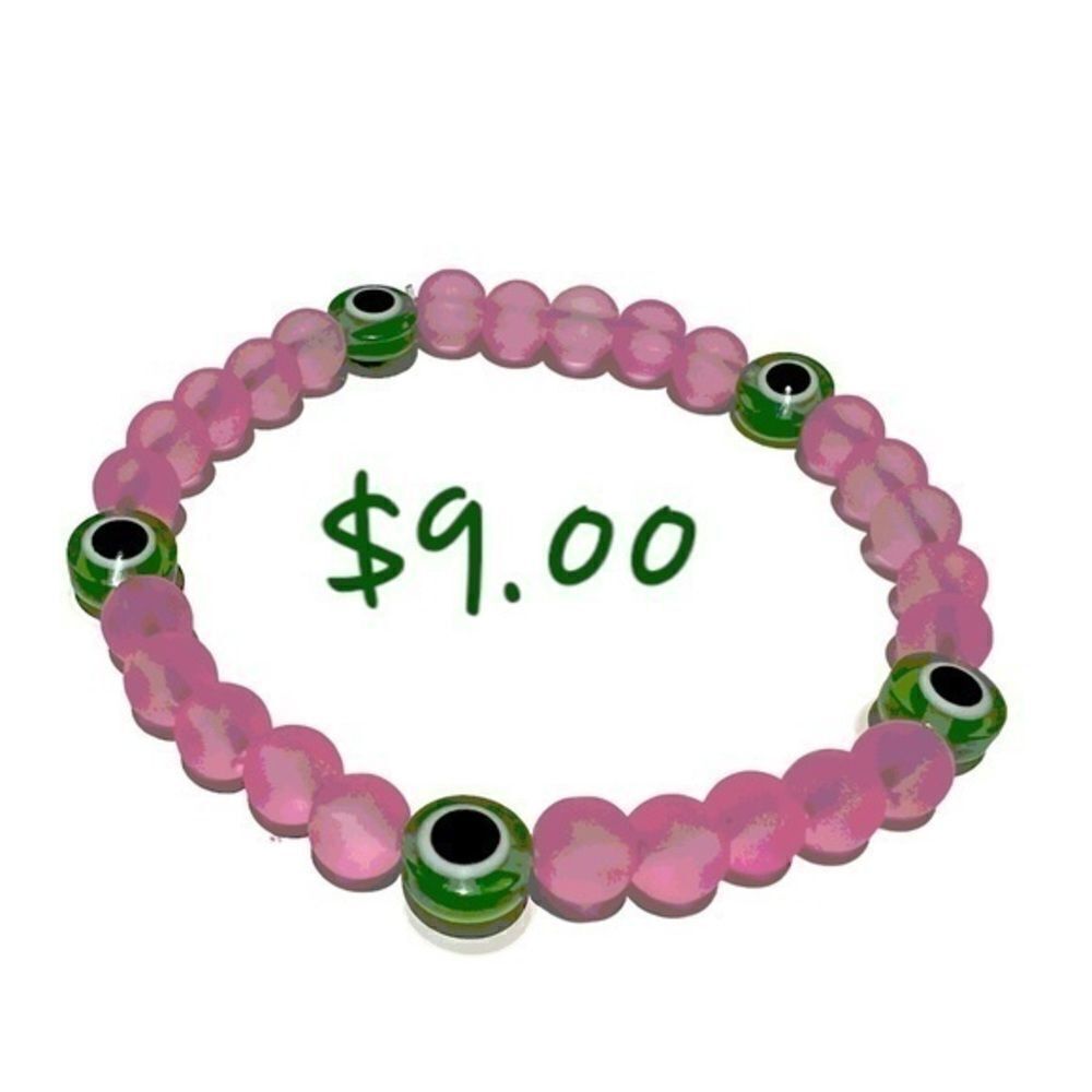 Copy - Evil Eye Pink Stone Bracelet …Size Can Be Customized Approximately 7”